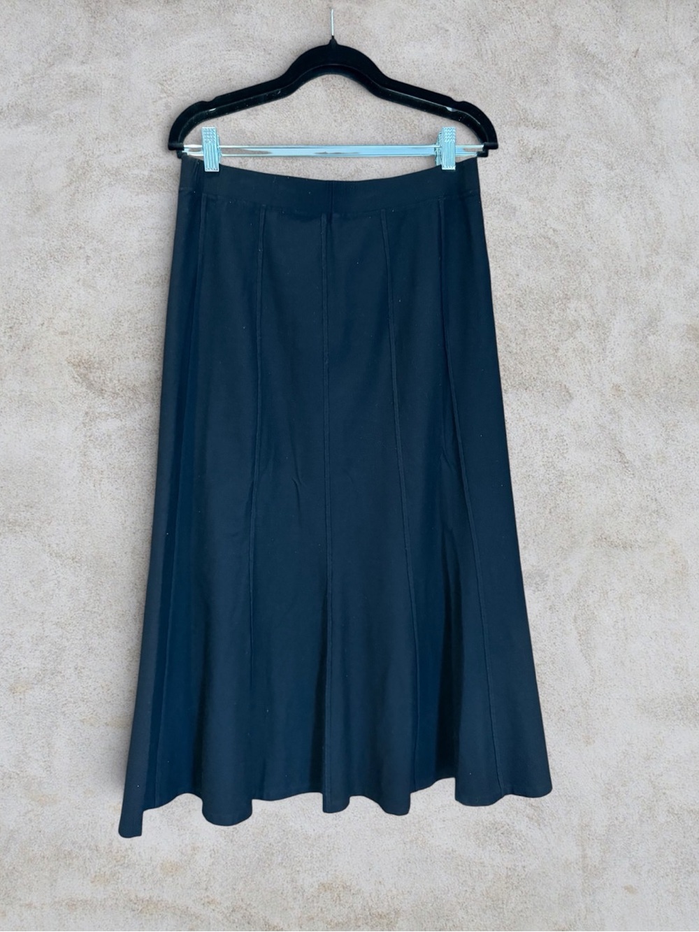 Eileen Fisher Black Washable Stretch Crepe Paneled Flute Midi Skirt Size S - Picture 2 of 7